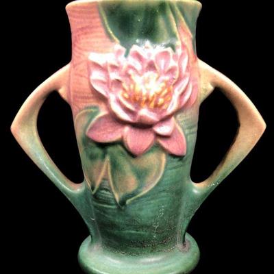 Roseville Zephyr Water Lily 2 Handled Vase #72-6