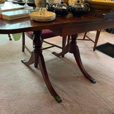 Mahogany Dining Room Table with Brass feet