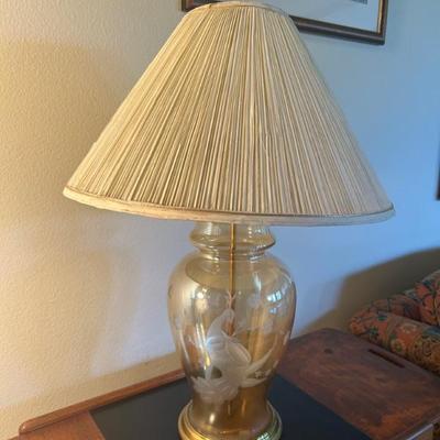 Mid century etched glass lamp