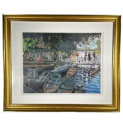 â€œBATHERS AT LA GRENOUILLEREâ€ CLAUDE MONET FRAMED PRINT | Print of â€œBathers at La Grenouillereâ€ by Claude Monet in gilt frame. 23...