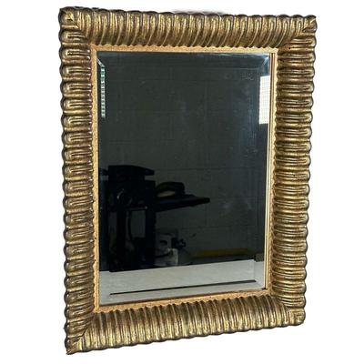 BEVELED GLASS MIRROR | Beveled glass mirror in carved gilt frame. - l. 16 x h. 20 in 