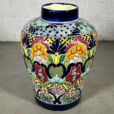 OVERSIZE HAND PAINTED MEXICAN VASE | Large hand made and hand painted planter made in Mexico. Depicts floral designs in traditional...