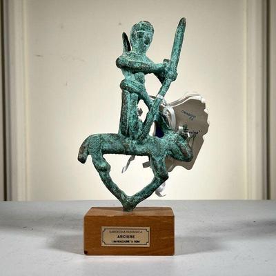 Bronze Statue â€œArciereâ€ | Bronze Warrior with a verdigris patina on a wood plinth titled â€œArciereâ€ by the Italian Company â€œLa...