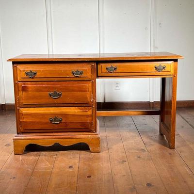 Spainhour Knotty Pine Desk | Chippendale-style pine desk with four drawers. - l. 52 x w. 19 x h. 30 in 