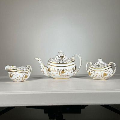 (3pc) Tiffany & Co. Tea Set | Three pieces from the Tiffany and Co. Grosvenor tea collection: a creamer, lidded sugar bowl, and a large...