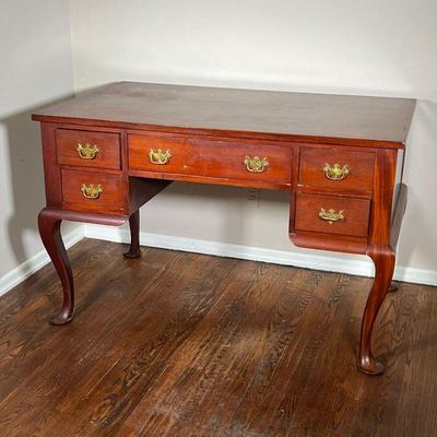 Queen Anne Style Desk | Queen Anne style desk with five drawers and four cabriole legs. - l. 48 x w. 30 x h. 31 in 