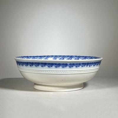 Large Blue & White Bowl | A very large centerpiece blue and white porcelain bowl by W H Grindley - Osborne; stamped on bottom. - h. 5.5 x...