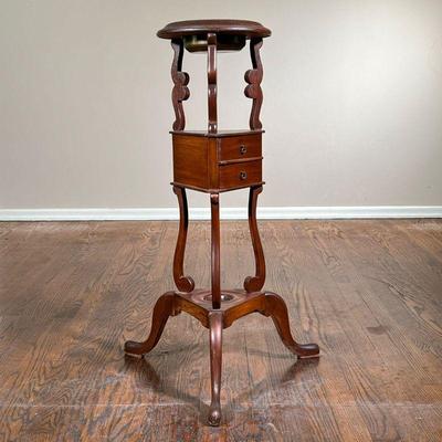 Georgian Style Plant Stand | Schott Furniture wig stand or plant stand, having a copper insert, scroll supports with two open work...