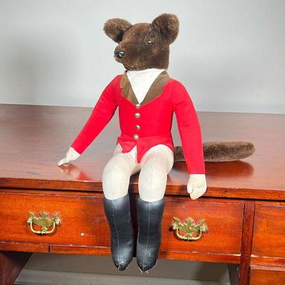 Fox Hunter Doll | A fox dressed in traditional fox hunting uniform, fixed in a permanent seated position . - h. 21 in (diagonal length) 