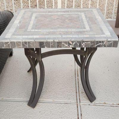 2 Slate Top Outdoor Patio End Tables (Round & Square) w/ Wrought Iron - Nice Quality-Great Condition ($65 Round $85 Square)