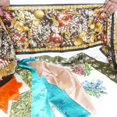 Silk scarfs etc LOT 1 signed