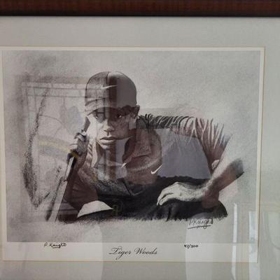 Tiger Woods charcole print #47/300 hand signed