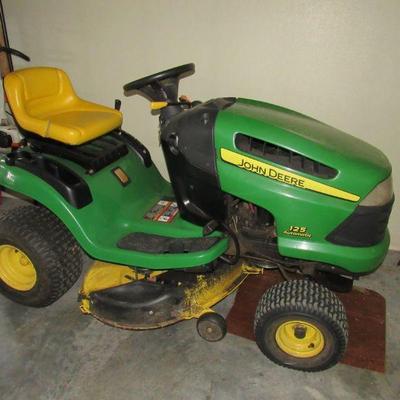 John Deere 125 automatic riding lawn mower with 377 hours. starts and runs great! This item will not be discounted 50% on day 2
