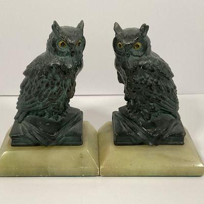 Bronze Owl Books Ends