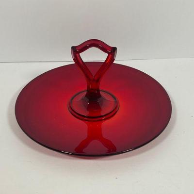 Vintage Red Glass Serving Tray