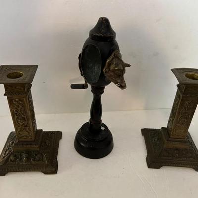 Bronze candle holders and pepper mill
