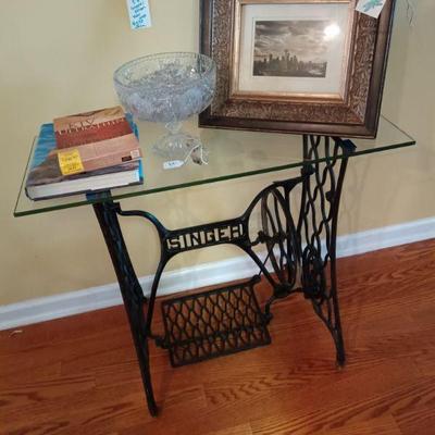 Singer Sewing machine base with glass top