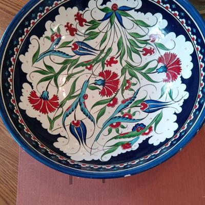 Large Handpainted and signed bowl -Turkey
