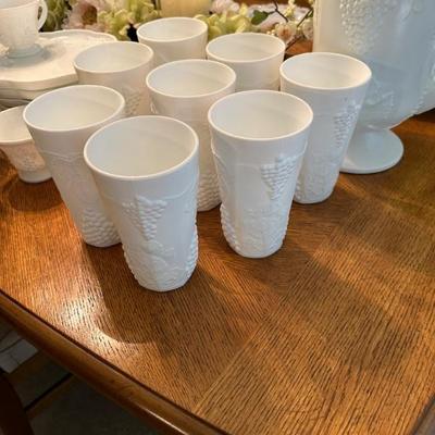 vintage Indiana glass colony harvest grape milk glass itemsÂ 