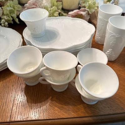 vintage Indiana glass colony harvest grape milk glass itemsÂ 