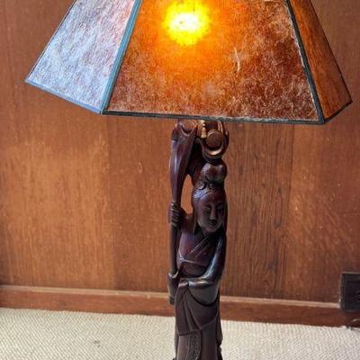 PFG153- Asian Art Carved Table Lamp