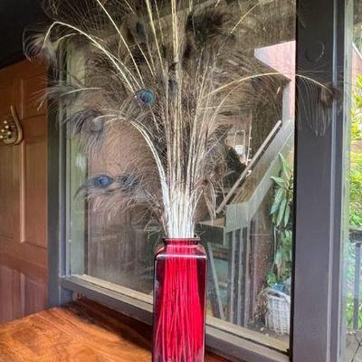 PFG110- Large Red Decorative Glass Vase