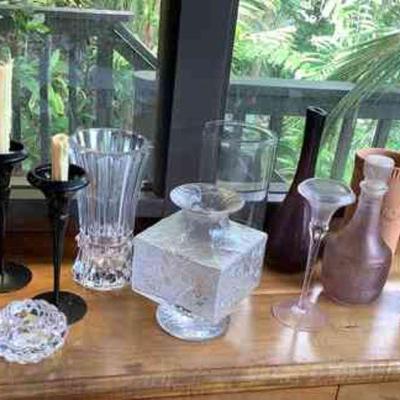PFG071 Glass Candle Holders, Vases, Vintage Medicine Bottle, Decanter & More!