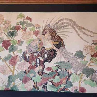 PFG062 - Framed Watercolor Of Exotic Birds