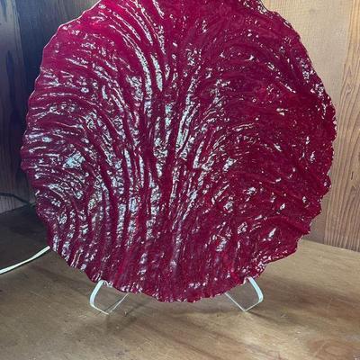 PFG100- Beautiful Red Glass Decorative Platter