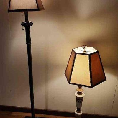 PFG138 - Pair Of Retro Lamps With Lampshades 
