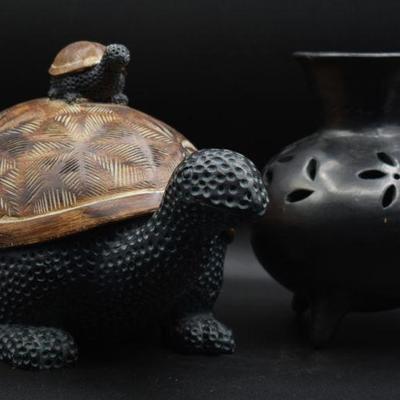 Mexican black glaze stoneware pottery