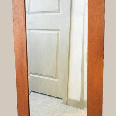 Antique oak-frame wall mirror