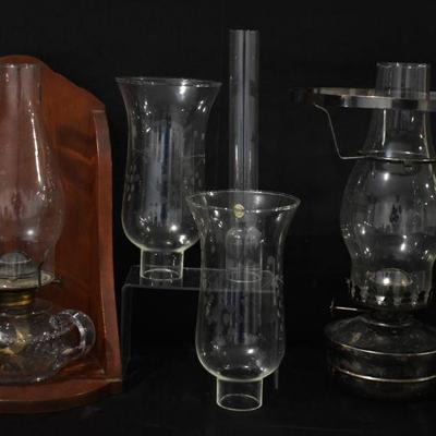 vintage oil lamps and chimneys