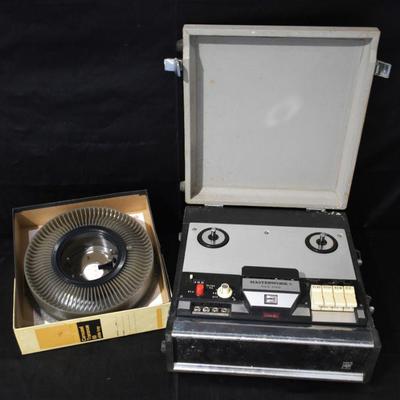 vintage tape recorder, kodak slide carousel
