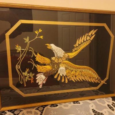 Gold & Silver thread Eagle needle point