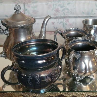 Well plated silver tea and server sets