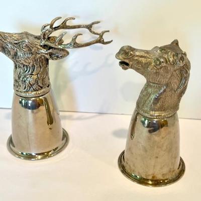Pair of Italian Hallmarked Gucci Silver Plated Stirrup Cups in overall good condition with light wear

Circa: 1970's. Each measures about...