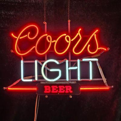 Neon Bar Sign Coors Light - Vintage - Measures 27