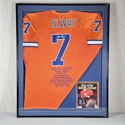Framed John Elway Football Jersey Denver Broncos - With Career Highlights Listed 32