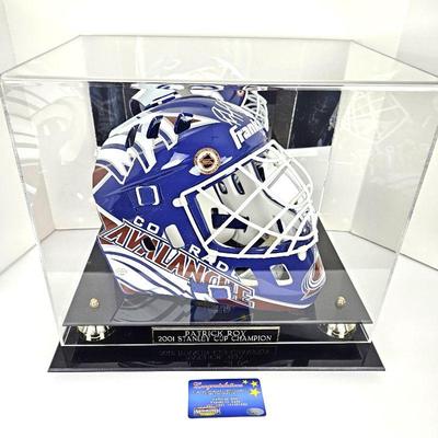 Avalanche Helmet  signed by Patrick Roy with COA and Display Case