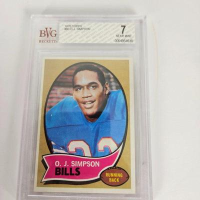 1970 Buffalo Bills Football O.J. Simpson Topps Card #90 - Beckett Graded 7 - Near Mint