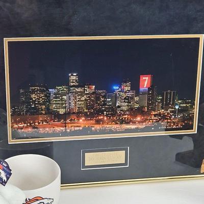 Beautiful Enlarged Photo of Denver Skyline with A Tribute to John Elway 1999,