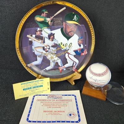 Autographed Reggie Jackson Baseball and 10
