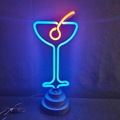 Fun Neon Table Top Martini Glass Bar Light - 18