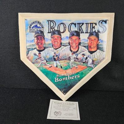 Lithograph on Homeplate Signed by the Blake Street Bombers - Dante Bichette, Castilla, Galarraga, Larry Walker