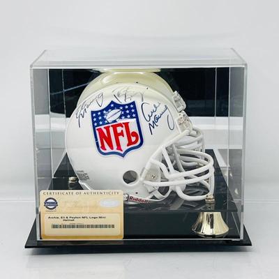 Authentic Archie, Eli & Peyton Autographed Steiner Mini-Helmet w/ NFL Logo in Case and C.O.A
