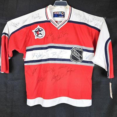  2000 NHL World All-Star Hockey Jersey -Played in Toronto- Signed by Forsberg, Lidstrom, Hasek. Coach Bowman & More!