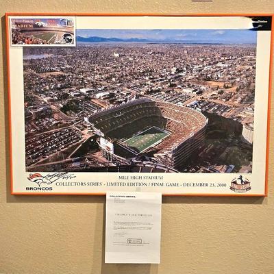  Large Signed Gustafson Enlarged Photo of the Old Mile High Stadium Framed Limited Edition of 2000 Made