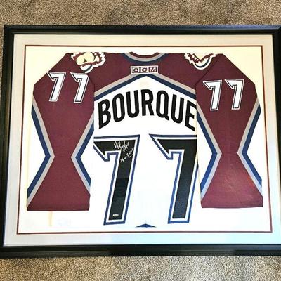 Large Framed Colorado Avalanche Ray Bourque 2001 Autographed Jersey #77 - 41