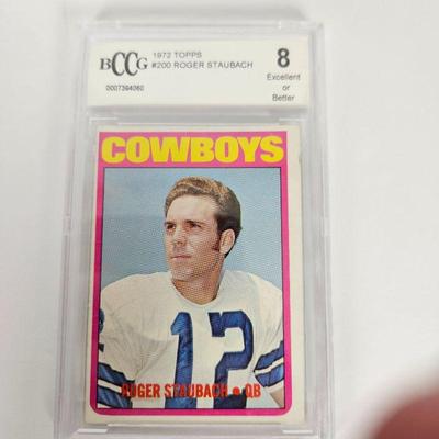 Dallas Cowboys Football 1972 Roger Staubach Topps Card #200 Beckett Graded 